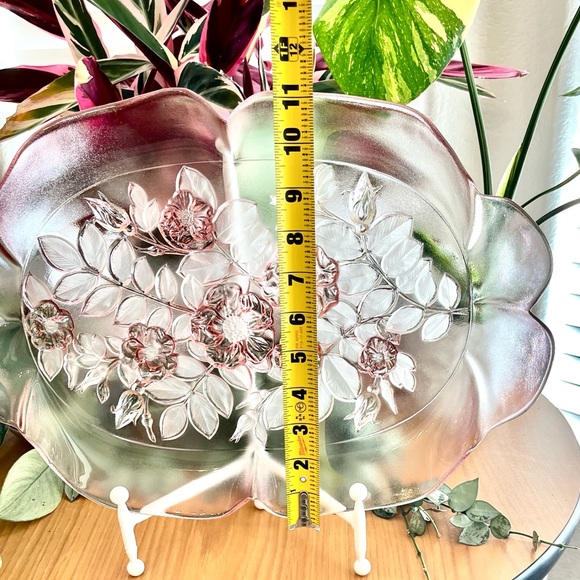 Mikasa Vintage Rosella Pink Rose Frosted Glass Serving Tray EUC - Picture 6 of 7